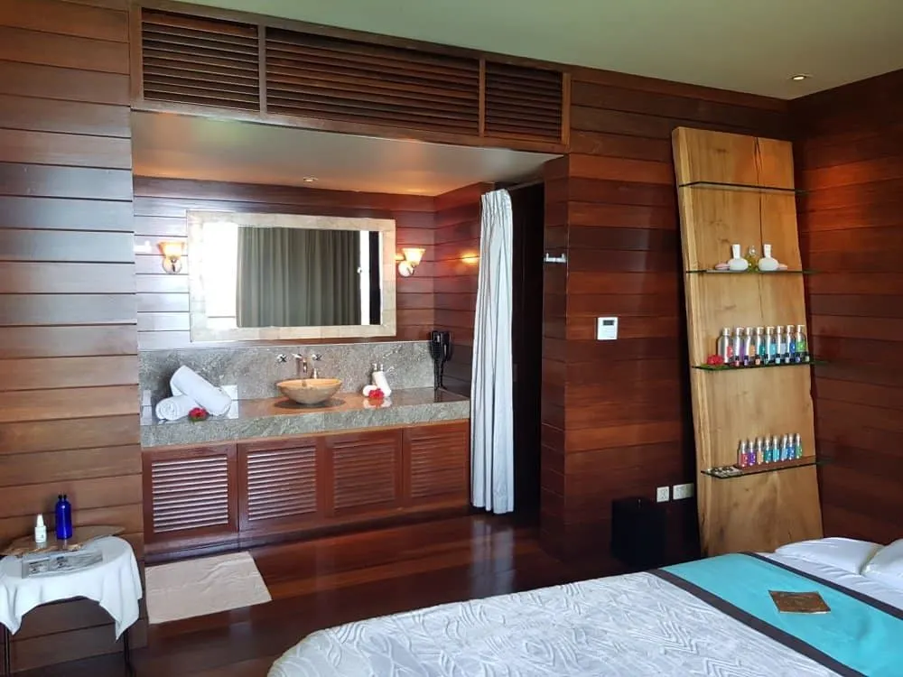 The spa room we were offered to freshen-up at Four Seasons Seychelles