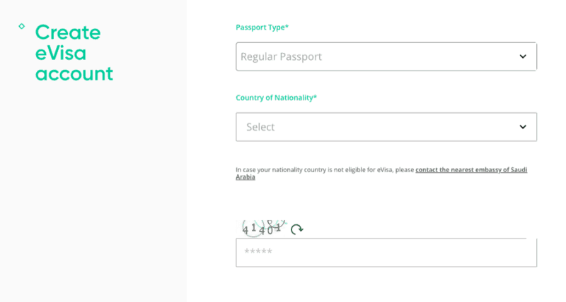 Saudi Tourist Visa Account creation