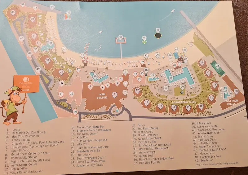 The actual map of the Doubletree ras al Khaimah resort