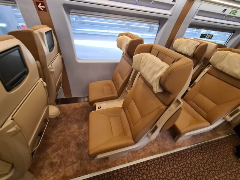 Haramain train 2021 Medinah business class seat with table