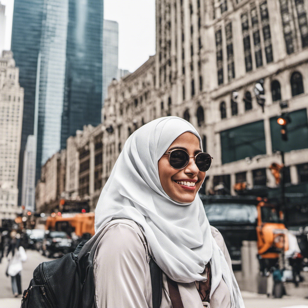 a muslim woman travelling as a tourist in chicago, 
