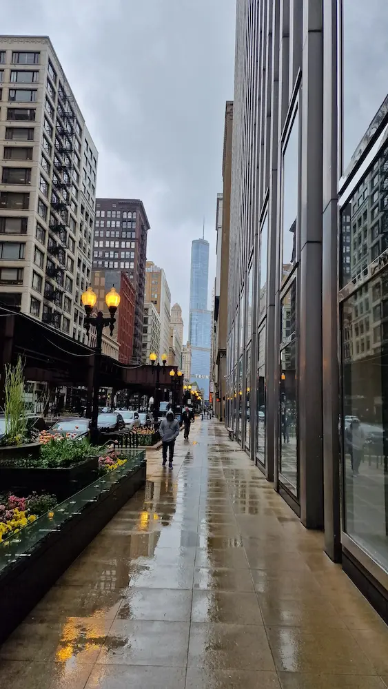 magnificent mile chicago while raining