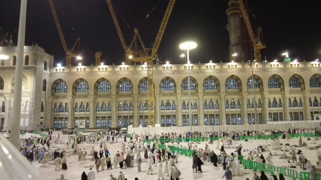 the back of the Haram is where you come up to from Mina during Hajj